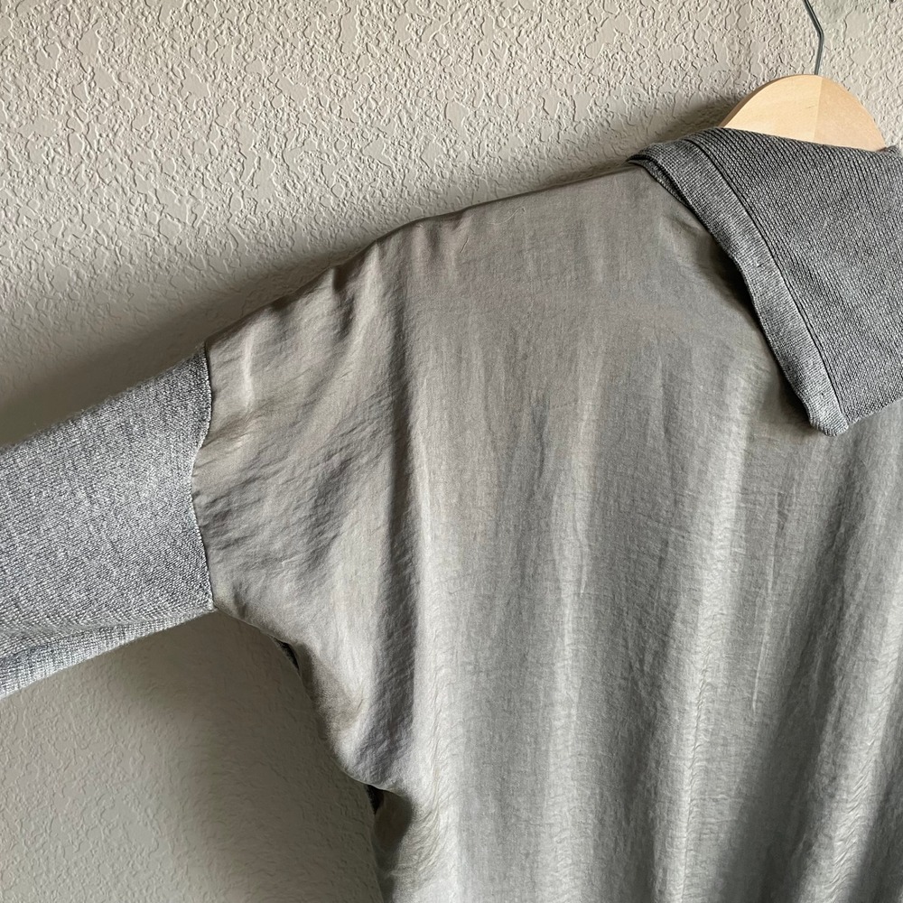 All Saints Merino Wool Mixed Media Asymmetrical Cowl Neck Sweater Grey Small - Picture 9 of 16